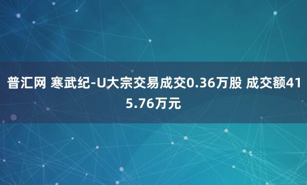 普汇网 寒武纪-U大宗交易成交0.36万股 成交额415.76万元