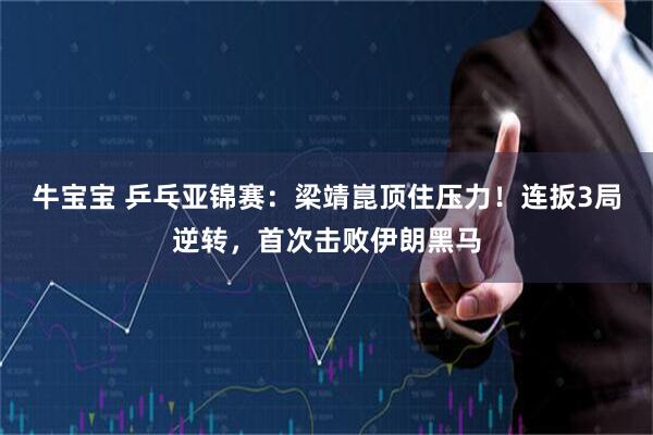 牛宝宝 乒乓亚锦赛：梁靖崑顶住压力！连扳3局逆转，首次击败伊朗黑马